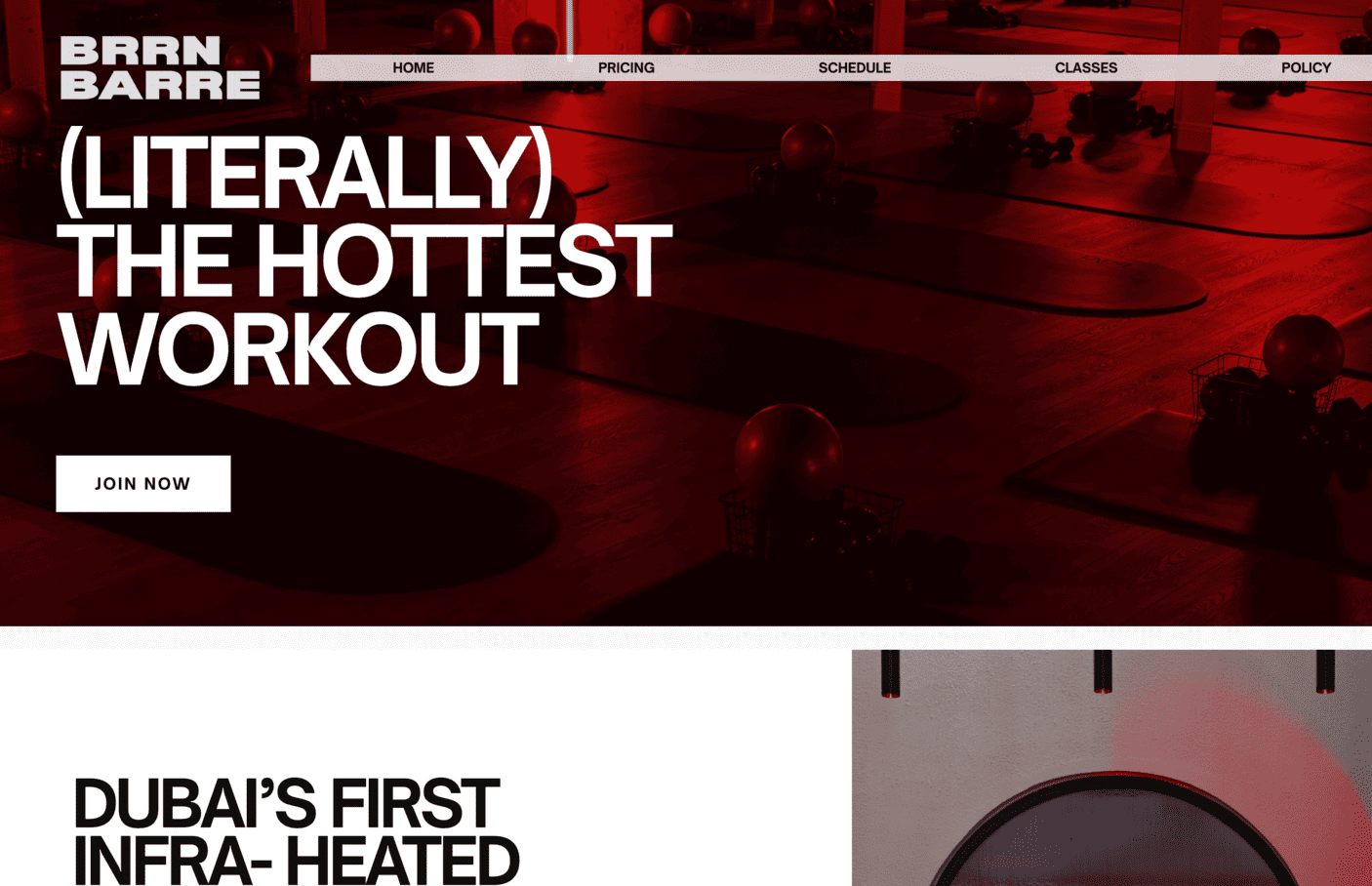BRRN BARRE — website and booking system, Dubai