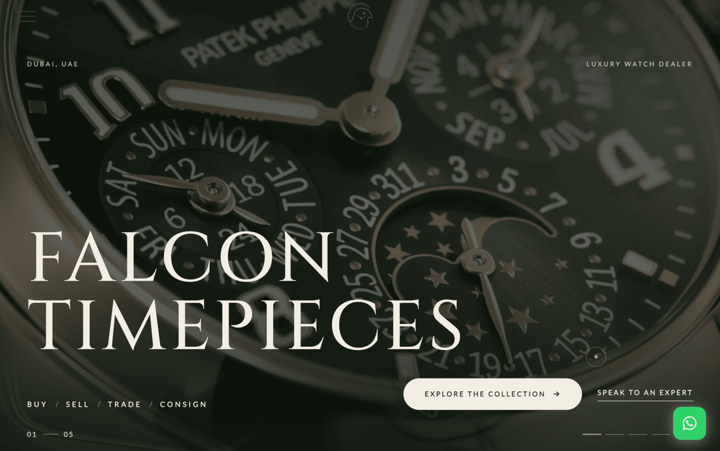 Falcon Timepieces — luxury watch e-commerce website, Dubai